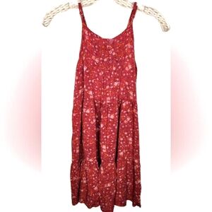 Children's Place Girls Maroon-Red Floral Sun Dress- Size 10/12